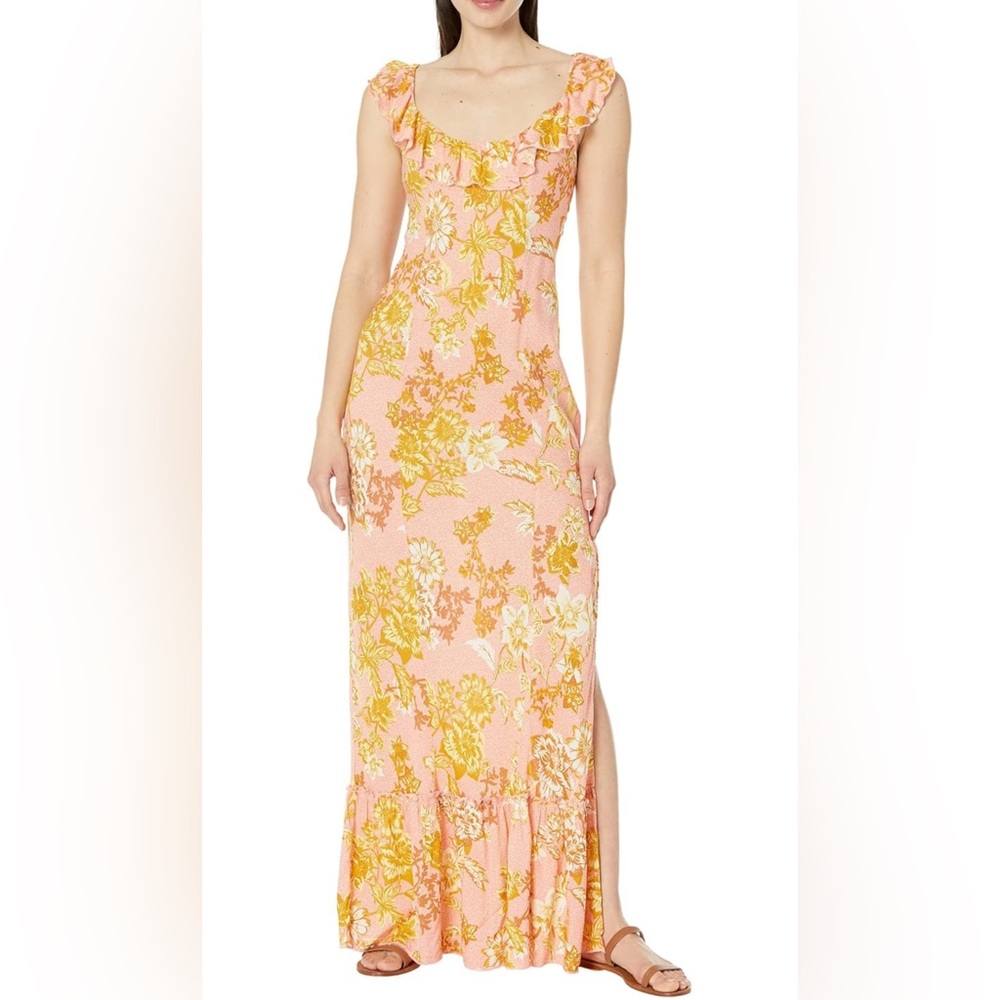 Free People Pink and Yellow Floral Maxi Dress